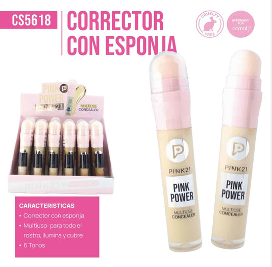 CORRECTOR CON ESPONJA PINK21