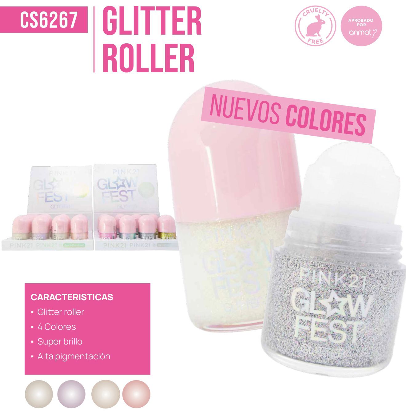 GLITTER ROLLER PINK21
