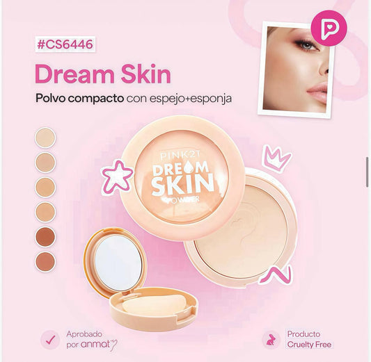 Polvo compacto con espejo+esponja Pink 21