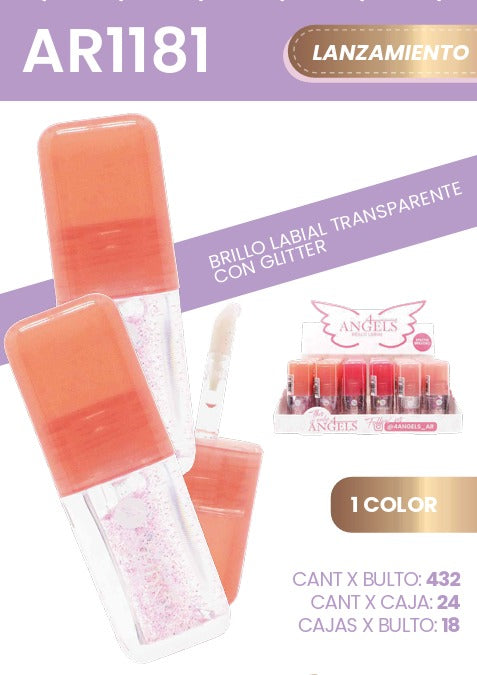 BRILLO LABIAL TRANSPARENTE CON GLITTER 4 Angels