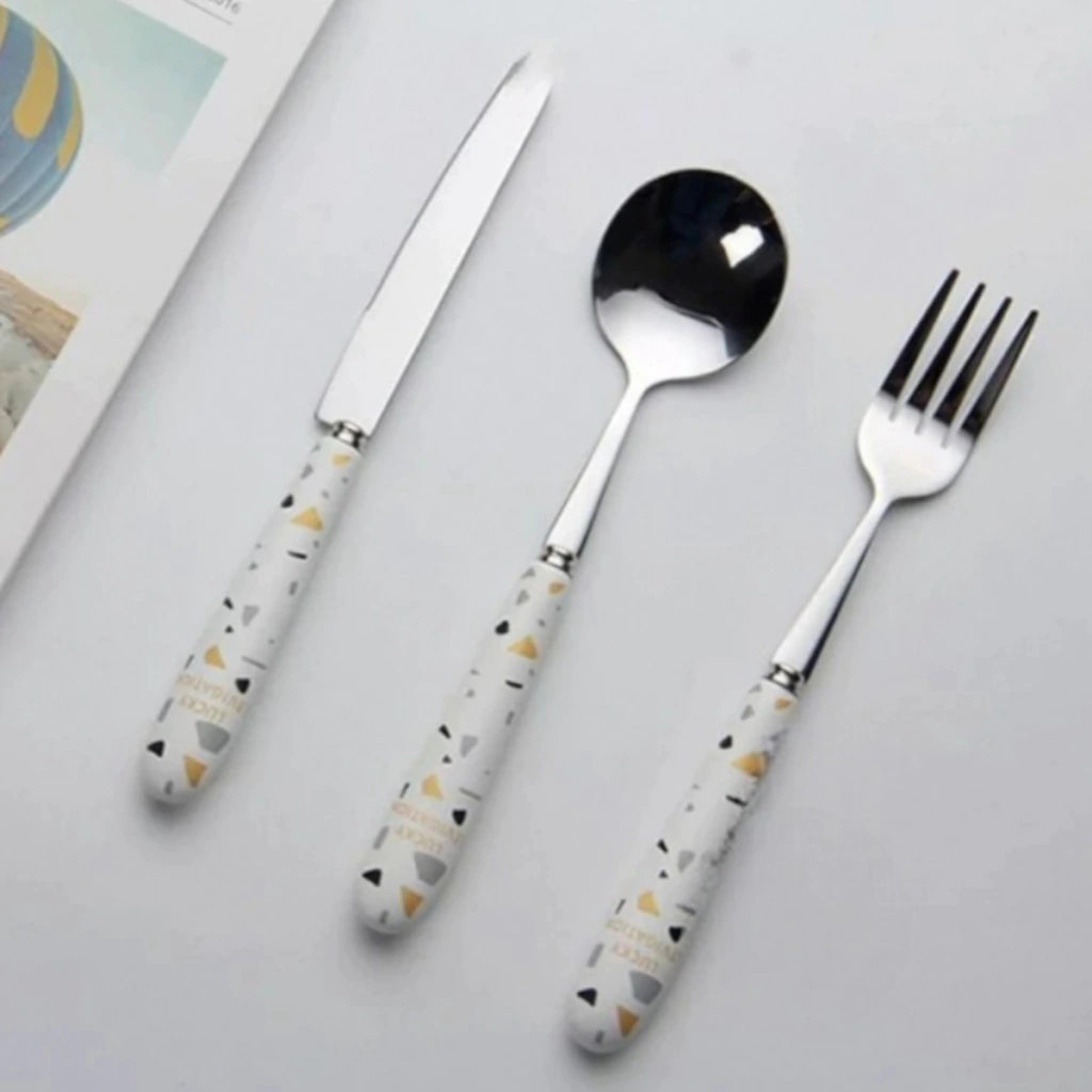 Set de Cubiertos 3Pcs Mango Ceramica