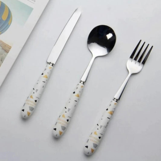 Set de Cubiertos 3Pcs Mango Ceramica