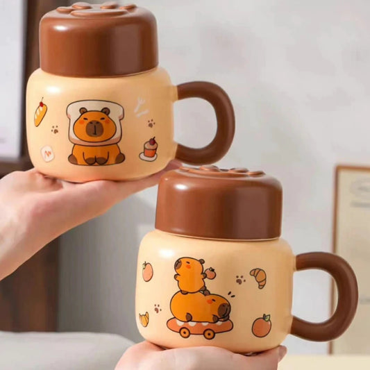 Taza Ceramica Capybara con Tapa