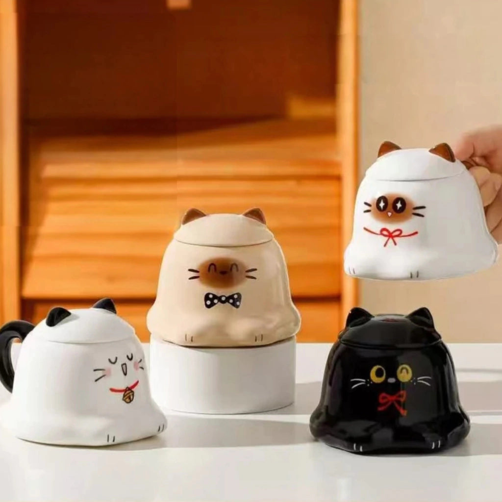 Taza Forma Gato Kawaii con Tapa