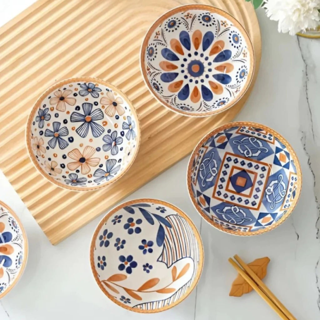 Set 4Pcs Bowl de Ceramica + Palitos Chinos 4Pares