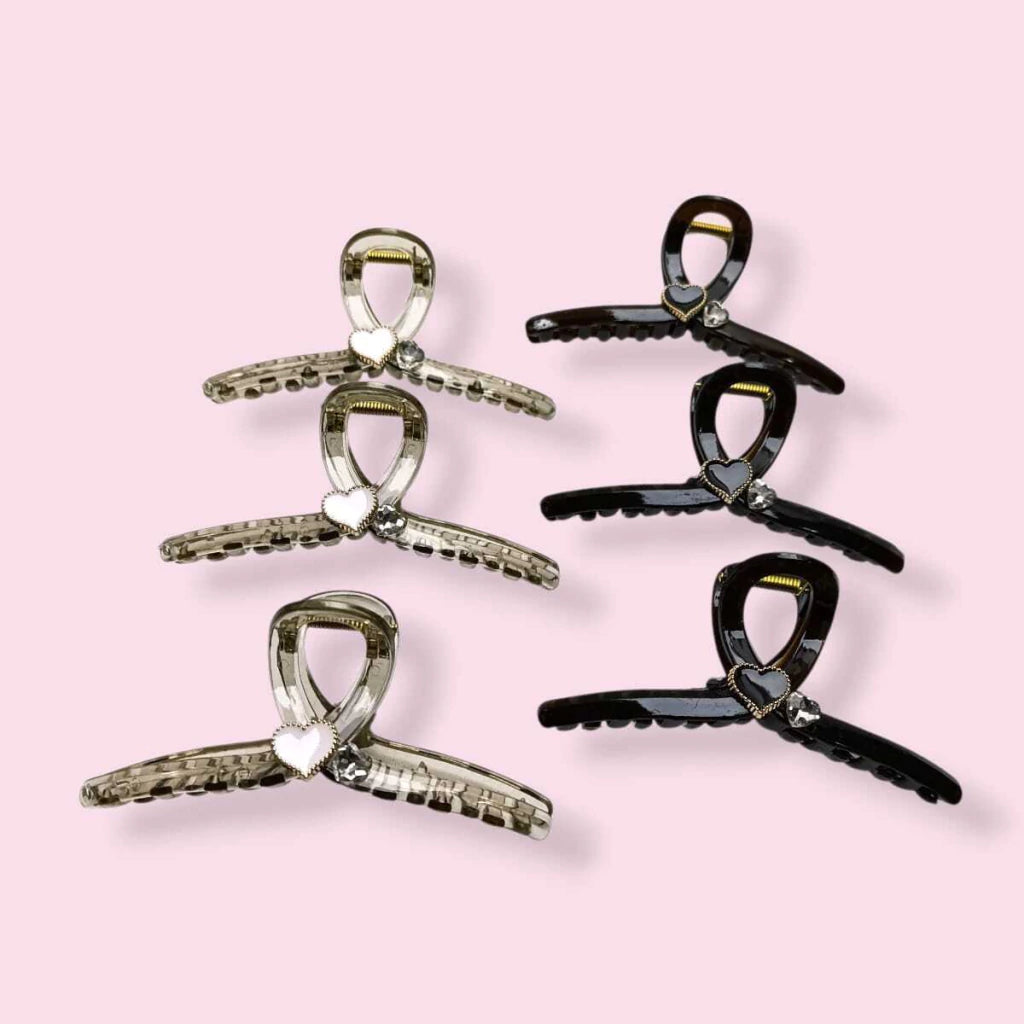 Pack Broche de Pelo Corazon con Strass x12pcs