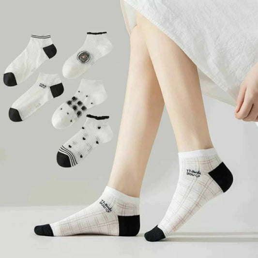 Medias Soquete Mujer Blanco y Negro 3 Pares Size: 36-41