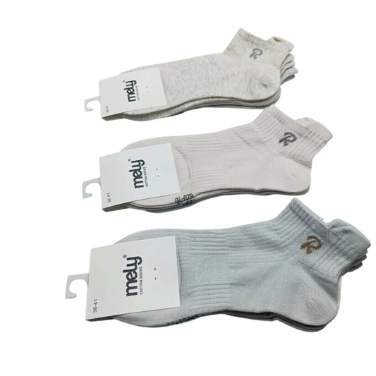 Medias Soquete Mujer Lisas 3 Pares Size: 36-41