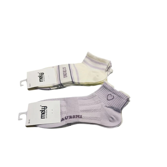Medias Soquete Mujer Lila y Blanco 3 Pares Size: 36-41