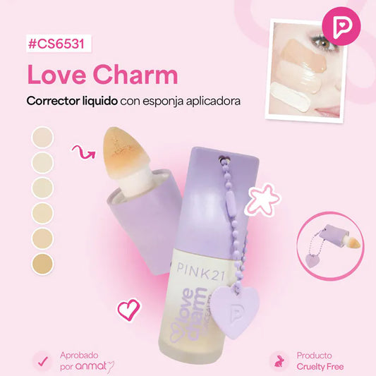 Corrector Liquido Multi Uso Love Charm Con Esponja Pink 21