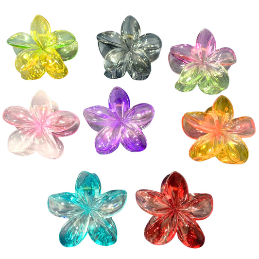 Pack Broche traslucido x 12pcs plumeria color 8cm