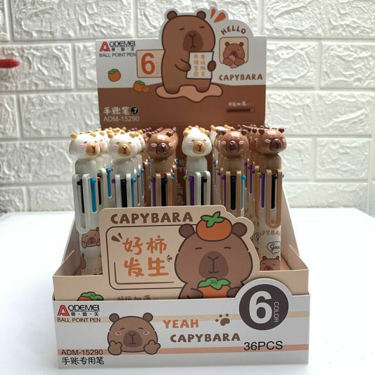 Boligrafo de capybara 0.7mm 6 colores x caja 36u
