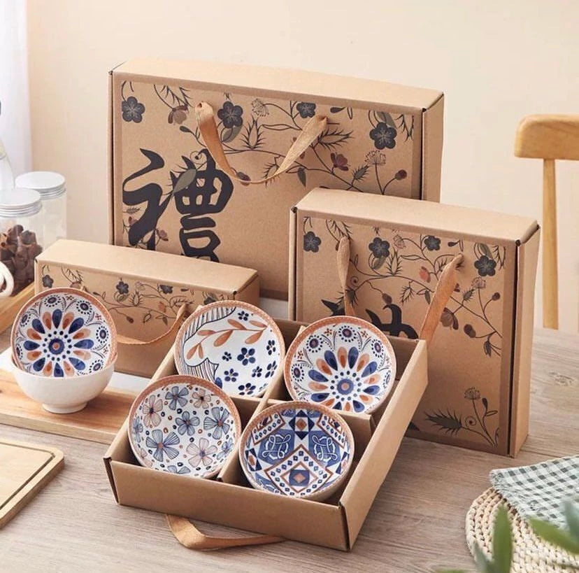 Set 4Pcs Bowl de Ceramica + Palitos Chinos 4Pares