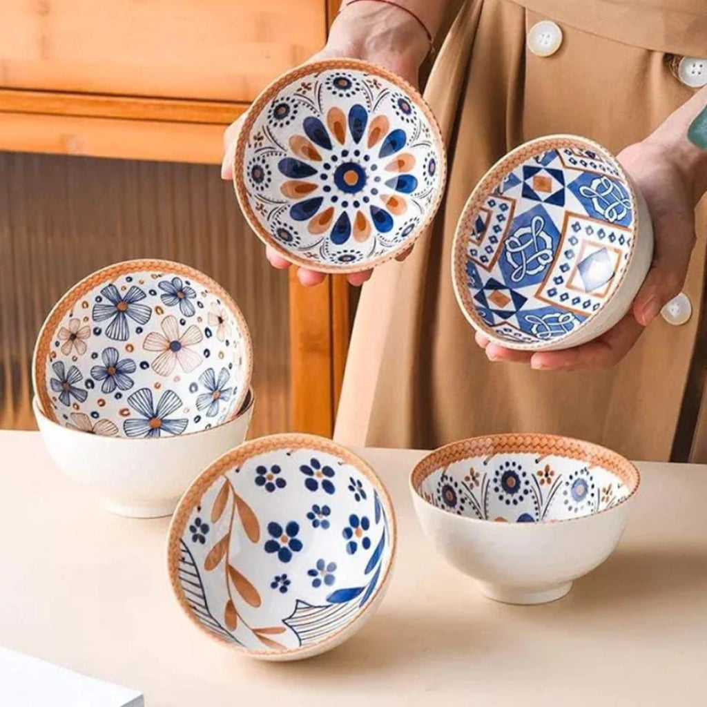 Set 6Pcs Bowl de Ceramica + Palitos Chinos 6 Pares