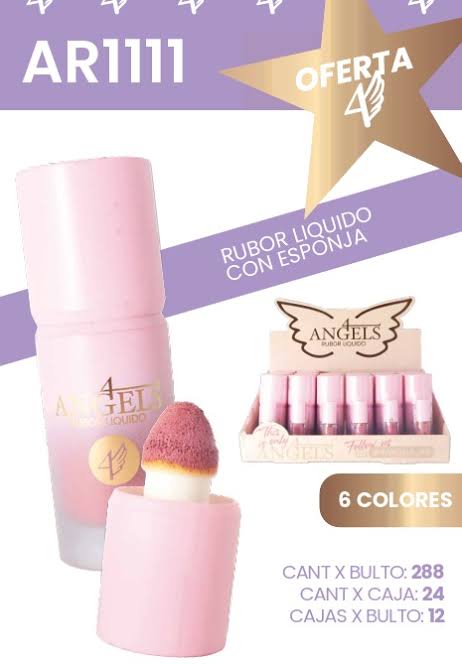 RUBOR LIQUIDO CON ESPONJA 4 Angels