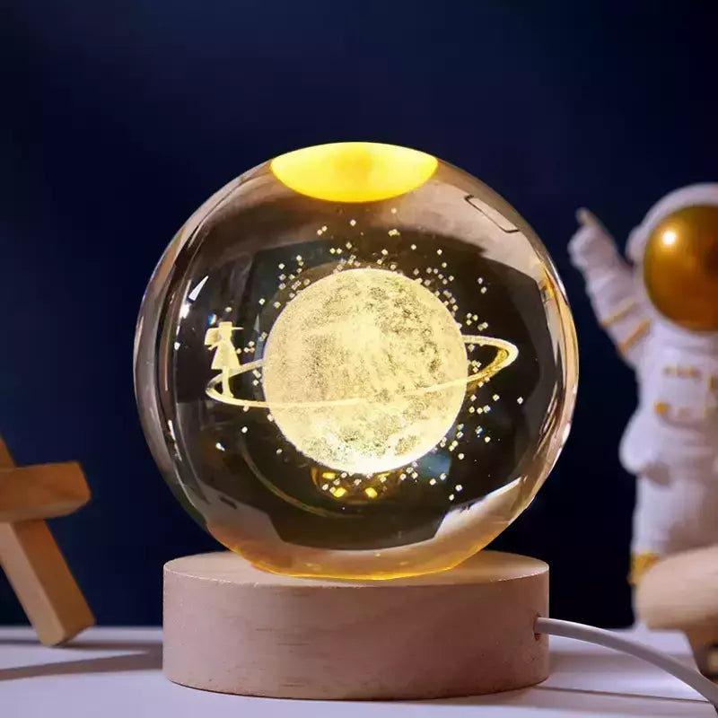 BOLA CRISTAL Lámpara Cristal Nocturna CON USB 8cm Calida
