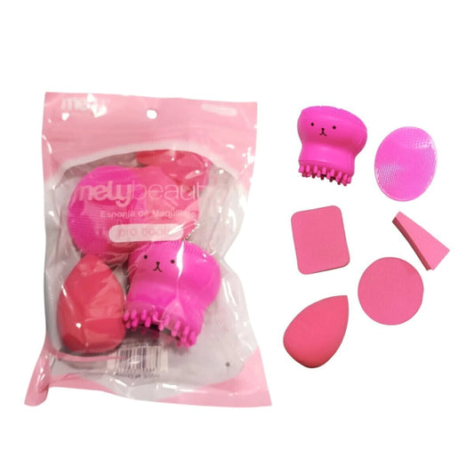 Set de Esponjas de Maquillaje + Limpiador Facial Pulpito 6PCS