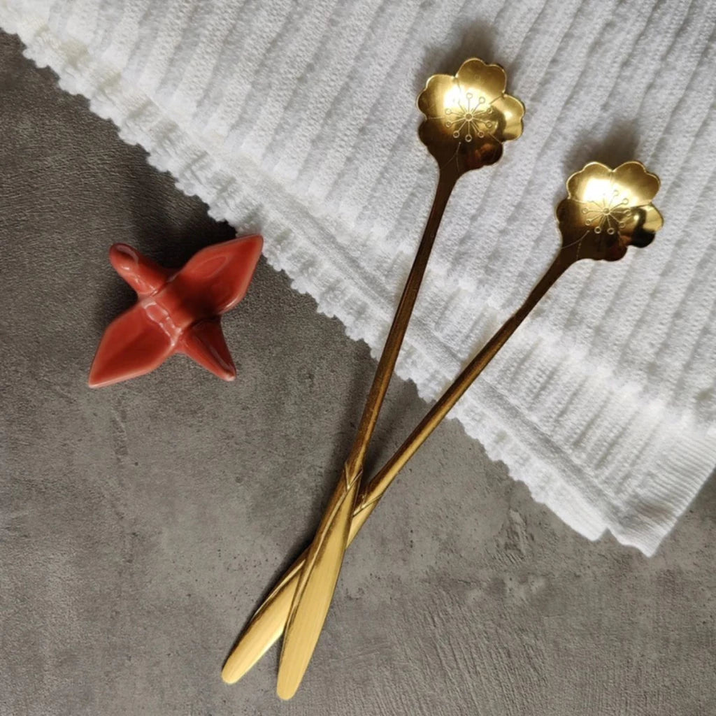 Cuchara Larga Mango Flor Sakura x6Pcs