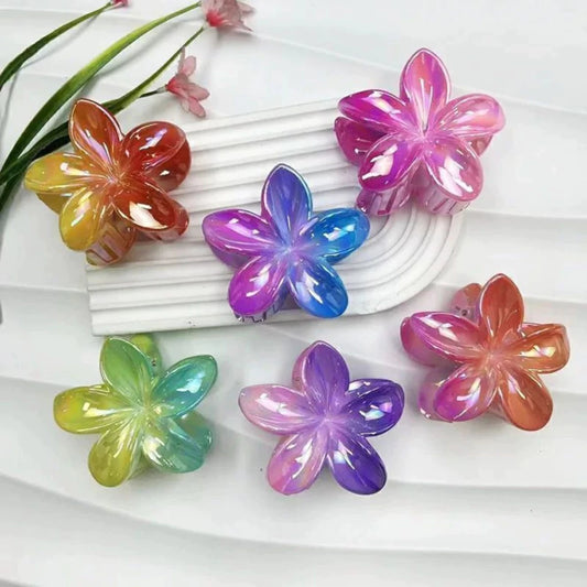 Pack x12u Broche de Pelo Flor Bali Tornasolado Degrade Hawaiiana