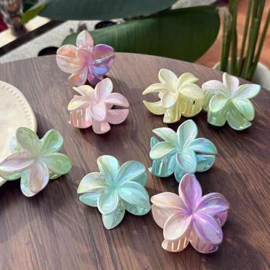 Pack x12u Broche de Pelo Flor Bali Tornasolado Pastel