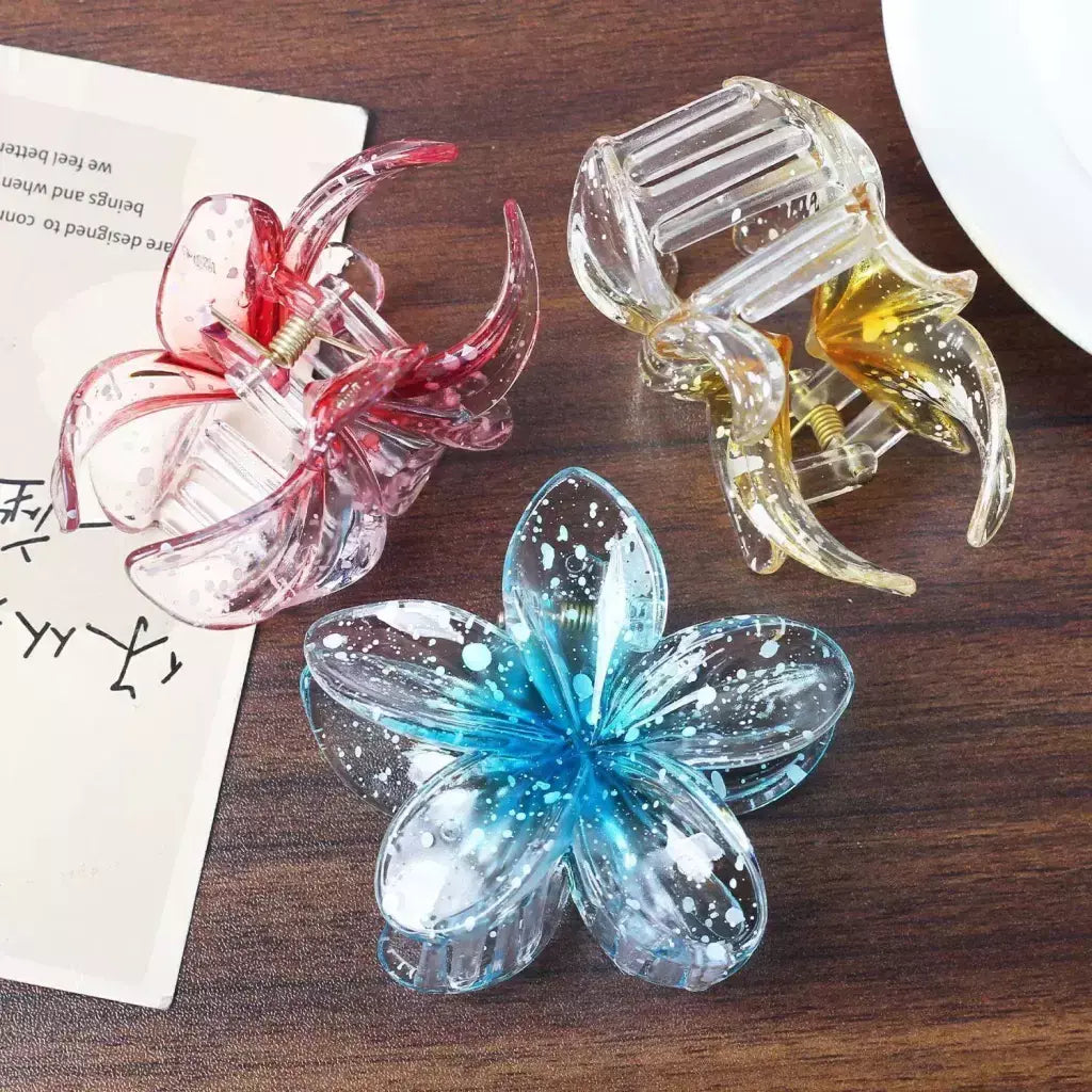 Pack x12u Broche de Pelo Flor Bali Translucido Degrade Lunar