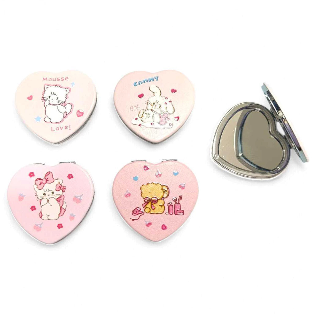 Espejo Portatil Forma Corazon Cute Animals