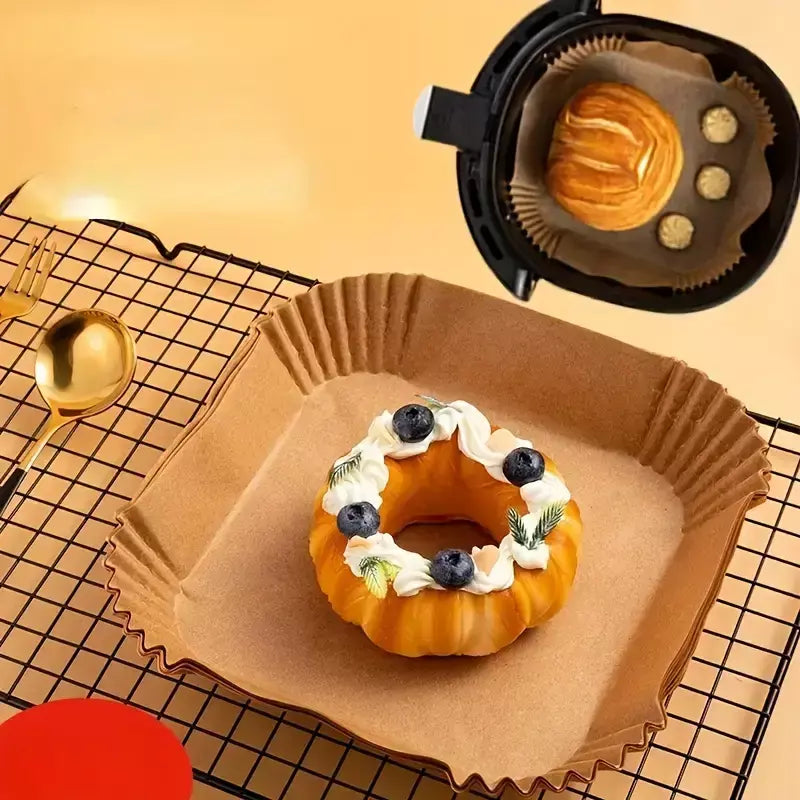 Papel para Freidora de Aire Cuadrado 100pcs 20cm