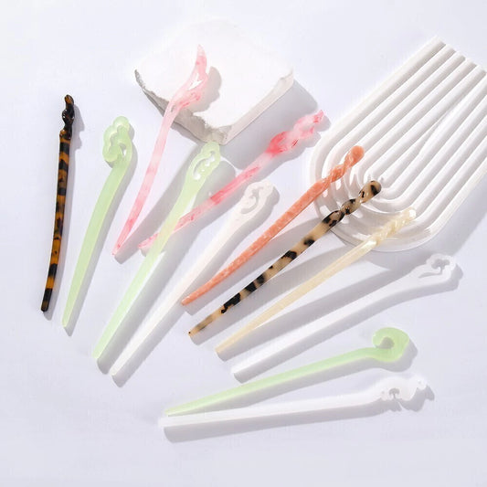 Pack x12u Palito para el Cabello de Resina Ondulado