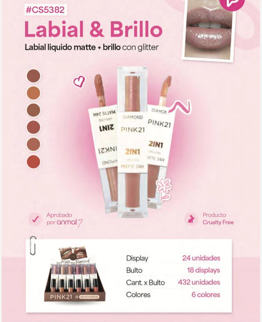 LABIAL LIQUIDO MATTE+BRILLO LABIAL PINK21