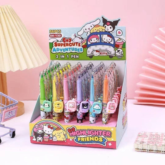 Boligrafo Doble Punta Sanrio 2en1 x caja 36u