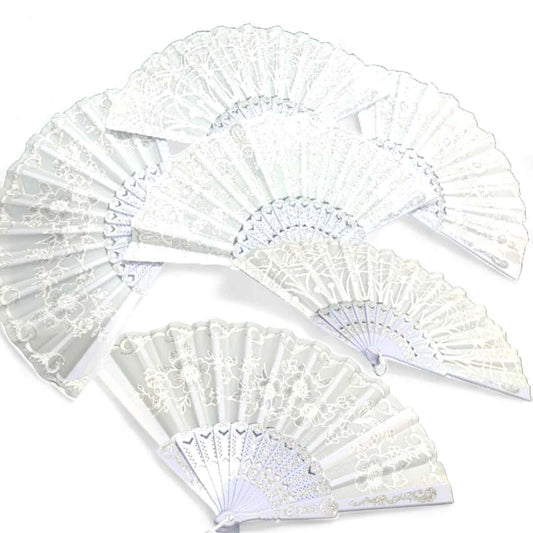 Abanico Blanco con Diseño Artistico 12Pcs