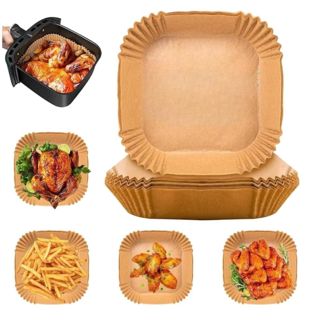 Papel para Freidora de Aire Cuadrado 100pcs 20cm